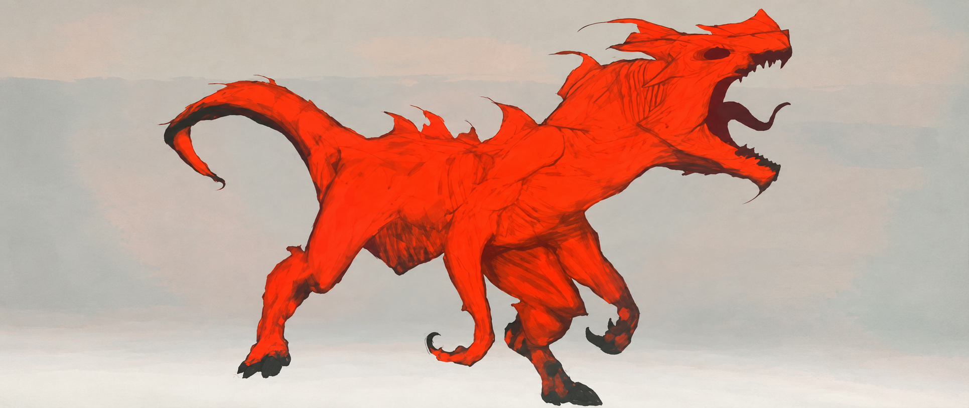 Creature study 1 work in progress: orange color blocking and initial shading