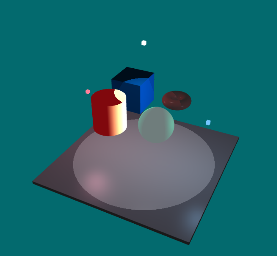 OpenGL rendering scene with lit geometric primitives