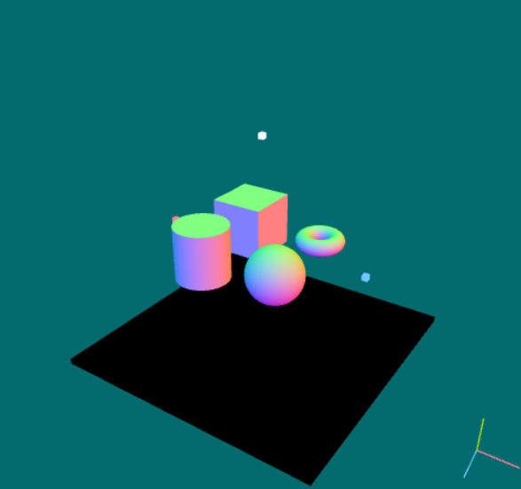 The same geometric objects colored by their surface-normal directions